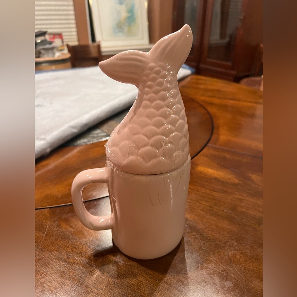 Rae Dunn Mermaid Vibes w/Tail Topper Light Pink Mug/Cup New - Picture 3 of 6
